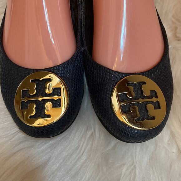 Tory Burch textured leather black ballet flats Size 6 - Picture 2 of 10